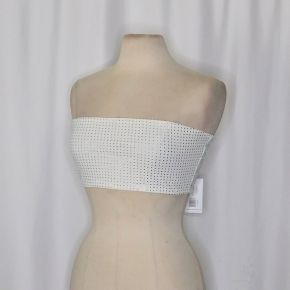 NWT!! WEWOREWHAT Crystal Bandeau Top Studded Rhinestones Bridal Glam Large - Picture 7 of 16